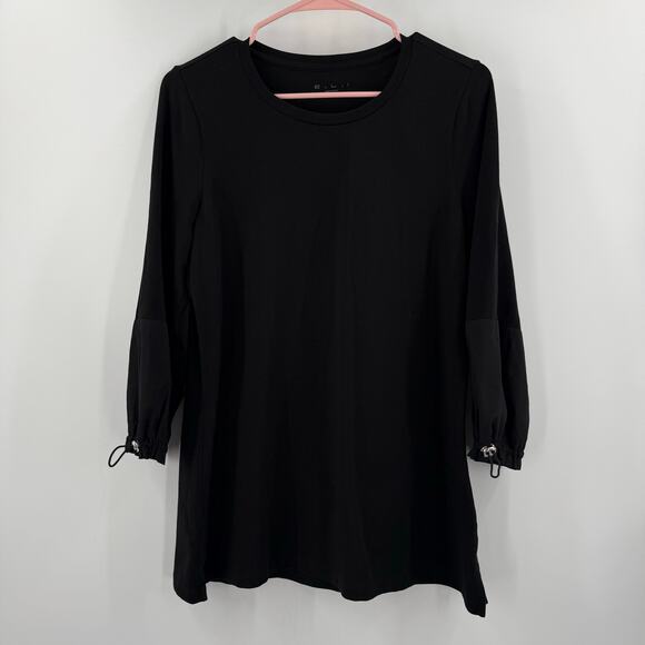 E.L.I. Top Size Medium Black Luxury Knit Peruvian Pima Cotton Stretch Drawstring - Picture 13 of 13